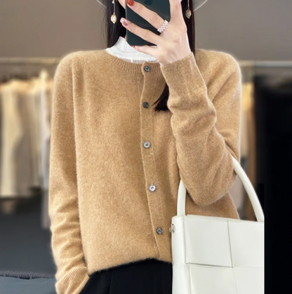 Eleanor | Women's Soft Knit Button Up Crew Neck Cardigan