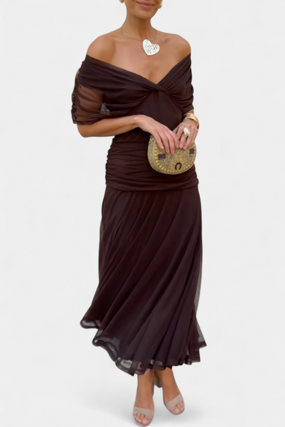 Alizée | Women's Floral Wrap V Neck Short Sleeve Maxi Dress