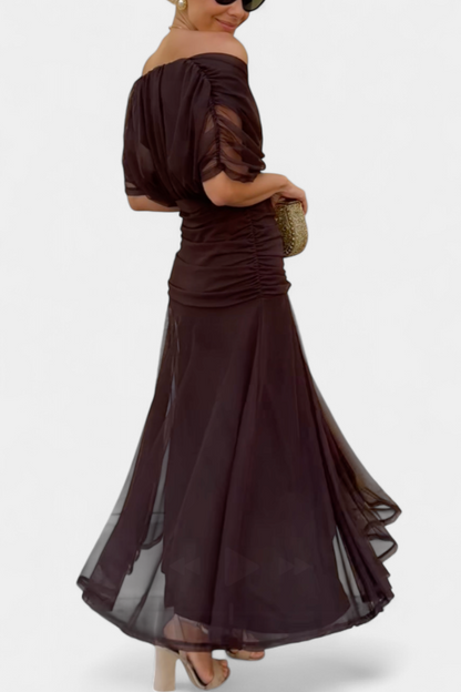 Alizée | Women's Floral Wrap V Neck Short Sleeve Maxi Dress