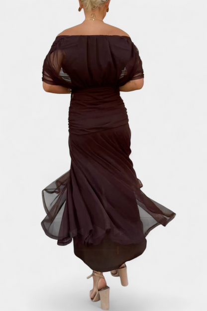 Alizée | Women's Floral Wrap V Neck Short Sleeve Maxi Dress
