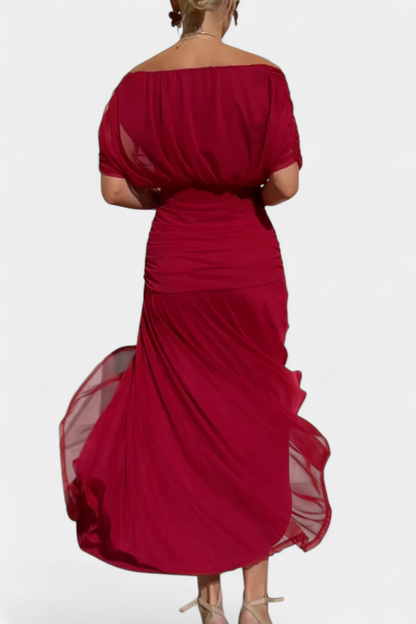 Alizée | Women's Floral Wrap V Neck Short Sleeve Maxi Dress