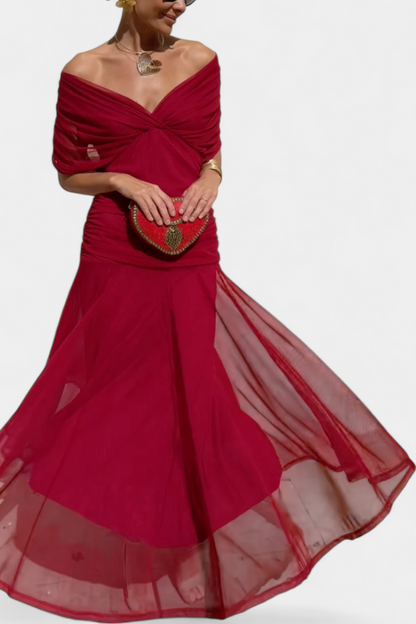 Alizée | Women's Floral Wrap V Neck Short Sleeve Maxi Dress