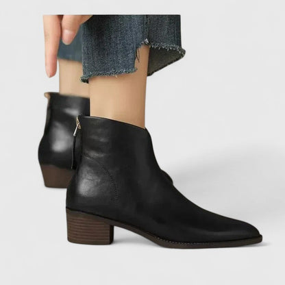 Lissie | Women's Pointed Toe Block Heel Ankle Boots