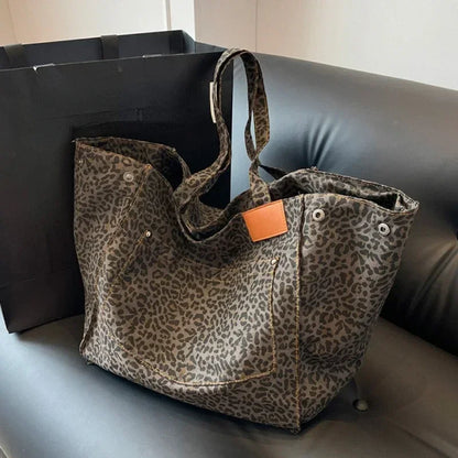 Odile | Women's Leopard Print Large Slouchy Tote Bag