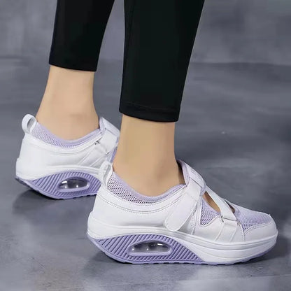 Lise | Women's Mesh Hook and Loop Slip On Platform Sneakers