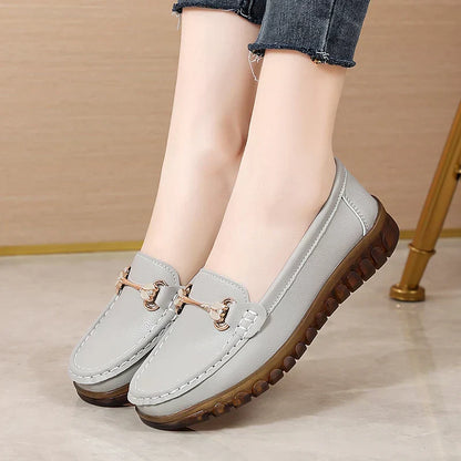 Yvette | Women's Leather Look Horsebit Slip On Loafers