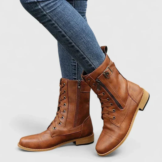 Karyssah | Women's Orthopedic Lace Up Side Zip Ankle Boots