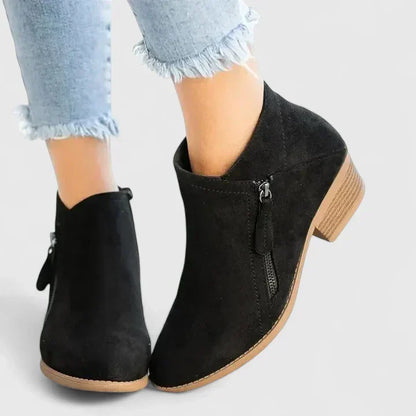Auryziah | Women's Orthopedic Side Zip Block Heel Ankle Boots
