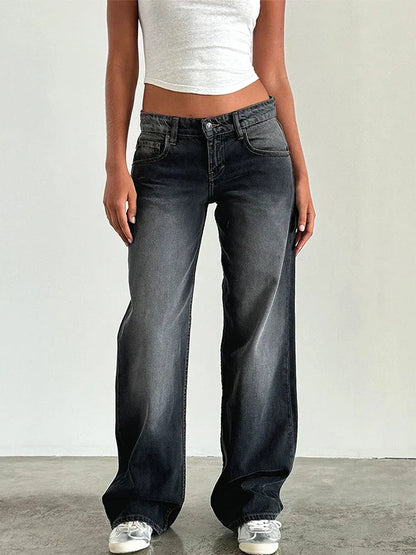 Sylvaine | Women's Vintage Washed Baggy Wide Leg Jeans