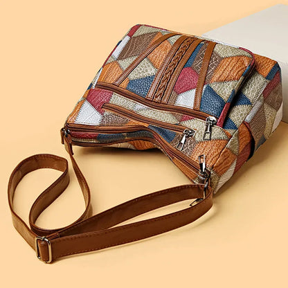 Roseline | Women's Vintage Patchwork Faux Leather Crossbody Bag