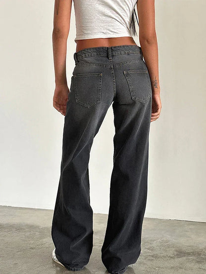 Sylvaine | Women's Vintage Washed Baggy Wide Leg Jeans