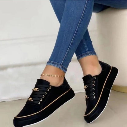 Charlie | Women's Orthopedic Chain Detail Lace Up Platform Sneakers