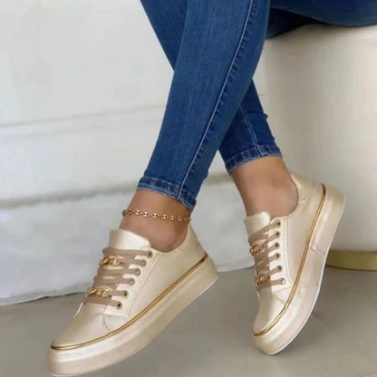 Charlie | Women's Orthopedic Chain Detail Lace Up Platform Sneakers