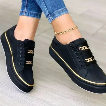 Charlie | Women's Orthopedic Chain Detail Lace Up Platform Sneakers