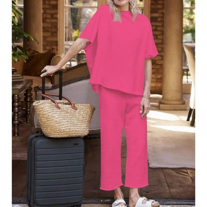 Mariella | Women's Batwing Sleeve Top and Wide Leg Pants Lounge Set