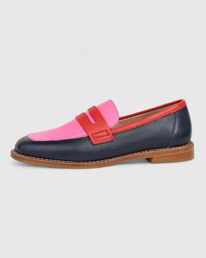 Alisette | Women's Colour Block Round Toe Penny Loafers
