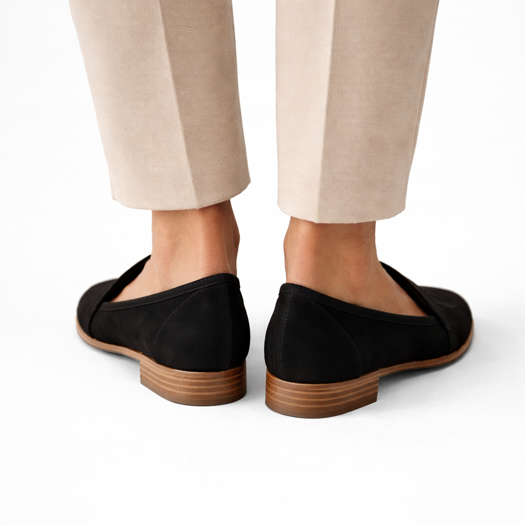 Women's Suede Effect Penny Loafers with Pointed Toe