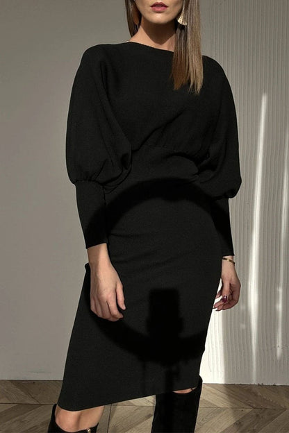Carolyn | Women's Balloon Sleeve Midi Sweater Dress