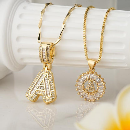 Aisha | Women's Initial Letter Pendant Necklace Set of 2