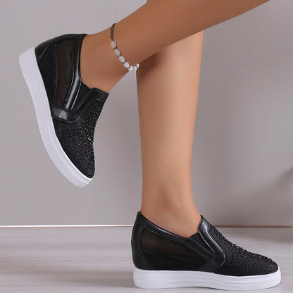 Sabrina | Women's Rhinestone Slip On Wedge Sneakers