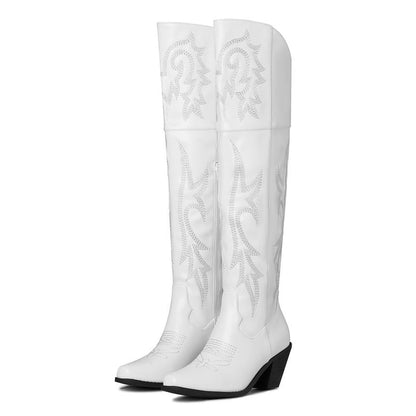Cheyenne | Women's Embroidered Over the Knee Cowboy Boots with Block Heel