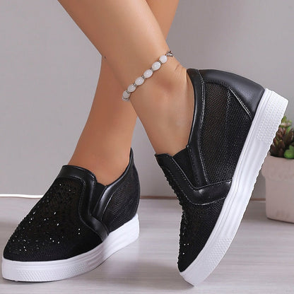 Sabrina | Women's Rhinestone Slip On Wedge Sneakers