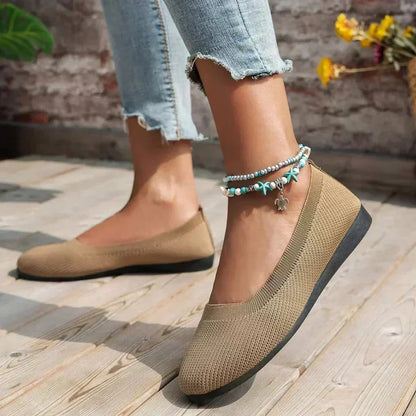 Miray | Women's Knit Slip On Round Toe Ballet Flats