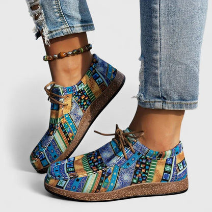 Nychelle | Women's Orthopedic Aztec Print Lace Up Shoes