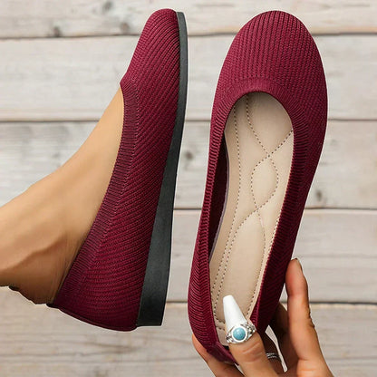 Miray | Women's Knit Slip On Round Toe Ballet Flats
