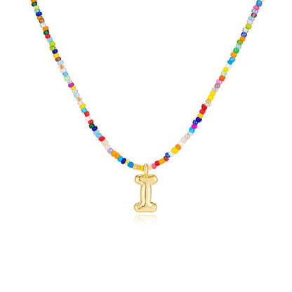 Macy | Women's Beaded Bubble Initial Letter Necklace