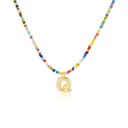 Macy | Women's Beaded Bubble Initial Letter Necklace