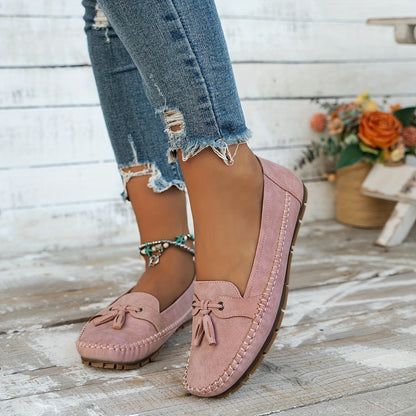 Sonia | Women's Suede Bow Slip On Moccasin Loafers