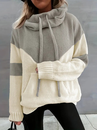 Ríona | Women's Colour Block Pullover Hoodie with Pocket