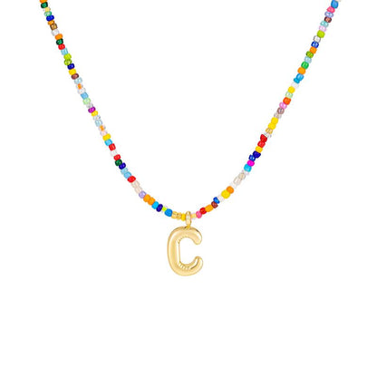 Macy | Women's Beaded Bubble Initial Letter Necklace