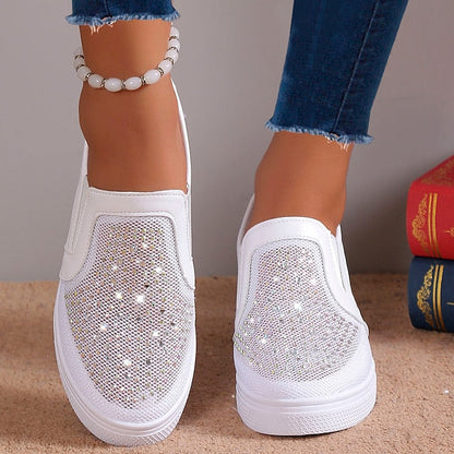 Sabrina | Women's Rhinestone Slip On Wedge Sneakers