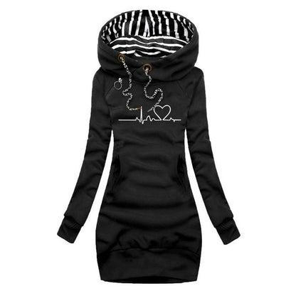 Pulse | Women's Heartbeat Print Hoodie Dress