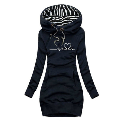 Pulse | Women's Heartbeat Print Hoodie Dress