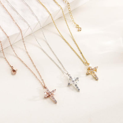 Clarisse | Women's Cross and Crown Pendant Necklace