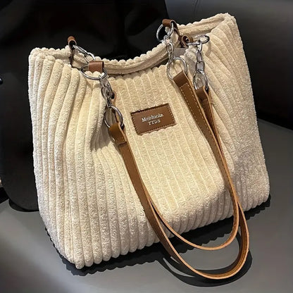 Orna | Women's Corduroy Tote Bag with Chain Strap