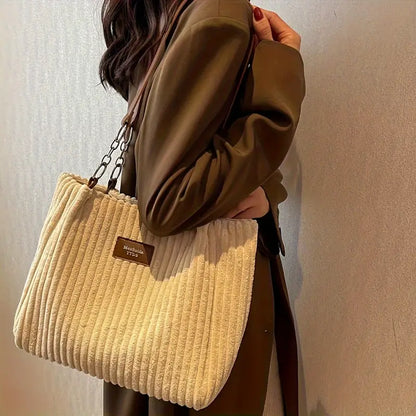 Orna | Women's Corduroy Tote Bag with Chain Strap