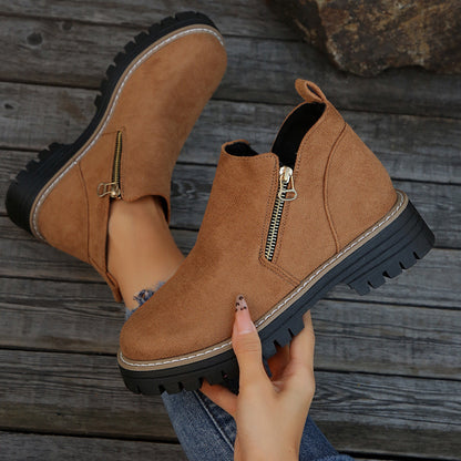 Liora | Women's Side Zip Lug Sole Ankle Boots