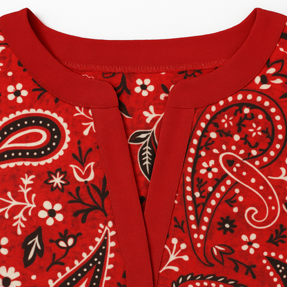 Adelaide | Women's Paisley Print V Neck Bell Sleeve Blouse