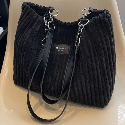 Orna | Women's Corduroy Tote Bag with Chain Strap