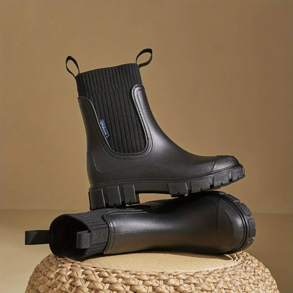 Mieha | Women's Platform Chelsea Rain Boots with Lug Sole