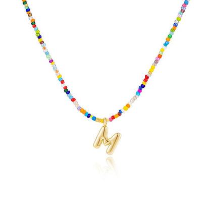 Macy | Women's Beaded Bubble Initial Letter Necklace