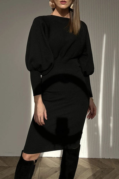 Carolyn | Women's Balloon Sleeve Midi Sweater Dress