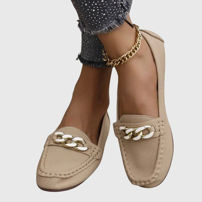 Melissa | Women's Orthopedic Chain Detail Slip On Moccasin Loafers