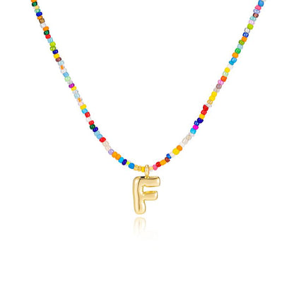 Macy | Women's Beaded Bubble Initial Letter Necklace