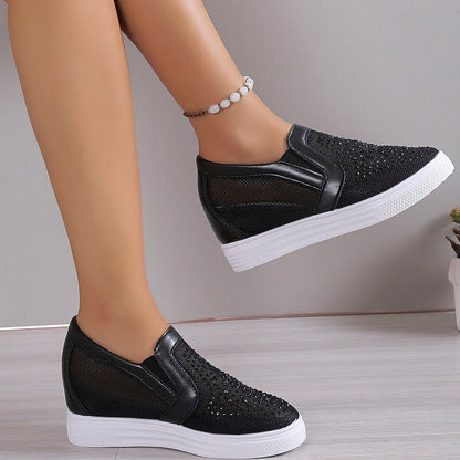 Sabrina | Women's Rhinestone Slip On Wedge Sneakers