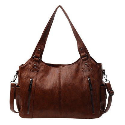 Rae | Women's Faux Leather Shoulder Handbag with Zip Pockets